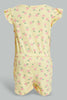 Redtag-Yellow-Aop-Playsuit-Jumpsuits-Infant-Girls-3 to 24 Months