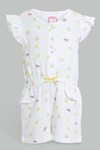 Load image into Gallery viewer, Redtag-White-Aop-Playsuit-Jumpsuits-Infant-Girls-3 to 24 Months
