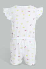 Load image into Gallery viewer, Redtag-White-Aop-Playsuit-Jumpsuits-Infant-Girls-3 to 24 Months
