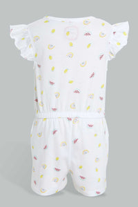 Redtag-White-Aop-Playsuit-Jumpsuits-Infant-Girls-3 to 24 Months