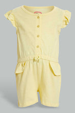 Load image into Gallery viewer, Redtag-Yellow-Solid-Playsuit-Jumpsuits-Infant-Girls-3 to 24 Months
