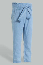 Load image into Gallery viewer, Redtag-Blue-Light-Weight-Denim-Pull-On-Jean-With-Belt-Jeans-High-Rise-Infant-Girls-3 to 24 Months
