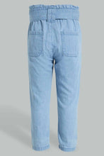 Load image into Gallery viewer, Redtag-Blue-Light-Weight-Denim-Pull-On-Jean-With-Belt-Jeans-High-Rise-Infant-Girls-3 to 24 Months
