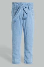 Load image into Gallery viewer, Redtag-Blue-Light-Weight-Denim-Pull-On-Jean-With-Belt-Jeans-High-Rise-Infant-Girls-3 to 24 Months
