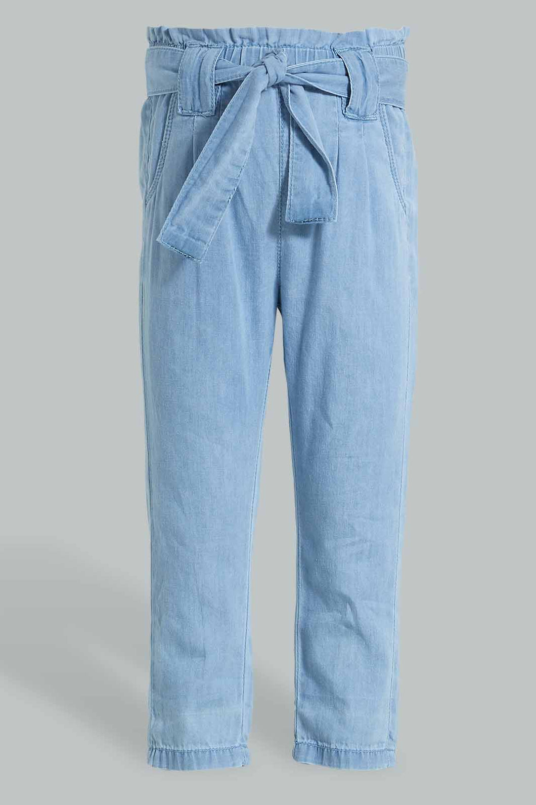Redtag-Blue-Light-Weight-Denim-Pull-On-Jean-With-Belt-Jeans-High-Rise-Infant-Girls-3 to 24 Months