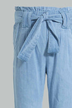 Load image into Gallery viewer, Redtag-Blue-Light-Weight-Denim-Pull-On-Jean-With-Belt-Jeans-High-Rise-Infant-Girls-3 to 24 Months
