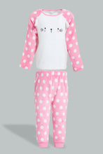 Load image into Gallery viewer, Redtag-Pink-Cat-Artwork-Fleece-Pyjama-Set-Pyjama-Sets-Infant-Girls-3 to 24 Months
