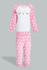 Redtag-Pink-Cat-Artwork-Fleece-Pyjama-Set-Pyjama-Sets-Infant-Girls-3 to 24 Months