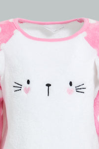 Redtag-Pink-Cat-Artwork-Fleece-Pyjama-Set-Pyjama-Sets-Infant-Girls-3 to 24 Months