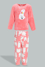 Load image into Gallery viewer, Redtag-Fuchsia-Beer-Artwork-Fleece-Pyjama-Set-Pyjama-Sets-Infant-Girls-3 to 24 Months
