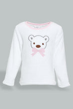 Load image into Gallery viewer, Redtag-White-Printed-Fleece-Pyjama-Set-Pyjama-Sets-Infant-Girls-3 to 24 Months
