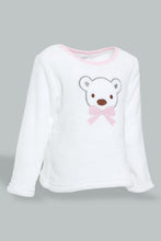 Load image into Gallery viewer, Redtag-White-Printed-Fleece-Pyjama-Set-Pyjama-Sets-Infant-Girls-3 to 24 Months
