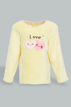 Load image into Gallery viewer, Redtag-Yellow-Heart-Artwork-Fleece-Pyjama-Set-Pyjama-Sets-Infant-Girls-3 to 24 Months
