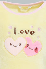 Load image into Gallery viewer, Redtag-Yellow-Heart-Artwork-Fleece-Pyjama-Set-Pyjama-Sets-Infant-Girls-3 to 24 Months
