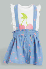 Load image into Gallery viewer, Redtag-Pink-Embroideredellished-Top-With-Denim-Dungree-Colour:Denim,-Filter:Infant-Girls-(3-to-24-Mths),-Infant-Girls-Sets,-New-In,-New-In-ING,-Non-Sale,-S22B,-Section:Kidswear-Infant-Girls-3 to 24 Months
