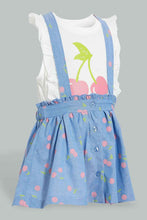 Load image into Gallery viewer, Redtag-Pink-Embroideredellished-Top-With-Denim-Dungree-Colour:Denim,-Filter:Infant-Girls-(3-to-24-Mths),-Infant-Girls-Sets,-New-In,-New-In-ING,-Non-Sale,-S22B,-Section:Kidswear-Infant-Girls-3 to 24 Months
