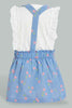 Redtag-Pink-Embroideredellished-Top-With-Denim-Dungree-Colour:Denim,-Filter:Infant-Girls-(3-to-24-Mths),-Infant-Girls-Sets,-New-In,-New-In-ING,-Non-Sale,-S22B,-Section:Kidswear-Infant-Girls-3 to 24 Months