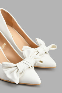 Redtag-White-Court-Shoe-With-Bow-Trim-Court-Shoes-Women's-