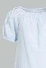 Redtag-Blue-Knotted-Shoulder-Stripped-Blouse-Blouses-Infant-Girls-3 to 24 Months