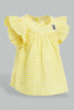 Redtag-Yelow-Frilled-Sleeves-Checkered-Blouse-Blouses-Infant-Girls-3 to 24 Months