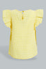 Redtag-Yelow-Frilled-Sleeves-Checkered-Blouse-Blouses-Infant-Girls-3 to 24 Months