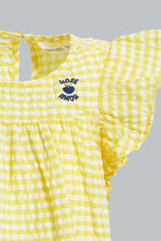 تنزيل الصورة على معرض الصور، Redtag-Yelow-Frilled-Sleeves-Checkered-Blouse-Blouses-Infant-Girls-3 to 24 Months
