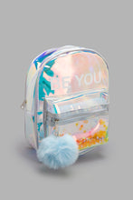 Load image into Gallery viewer, Redtag-Multi-Color-Backpack-With-Pom-Pom-Backpacks-Girls-
