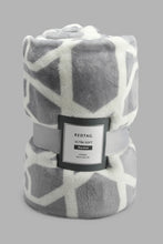 Load image into Gallery viewer, Redtag-Grey-Geometric-Print-Ultra-Soft-Blanket-
(Double-Size)-Blankets-Home-Bedroom-

