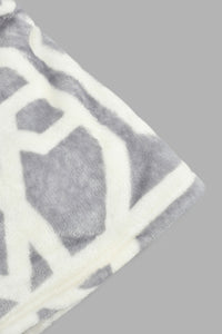 Redtag-Grey-Geometric-Print-Ultra-Soft-Blanket-
(Double-Size)-Blankets-Home-Bedroom-
