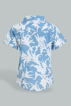 Load image into Gallery viewer, Redtag-Blue-And-White-Leaf-Printed-Short-Sleeve-Poplin-Shirt-Colour:Blue,-Filter:Infant-Boys-(3-to-24-Mths),-Infant-Boys-Shirts,-New-In,-New-In-INB,-Non-Sale,-S22B,-Section:Kidswear,-TBL-Infant-Boys-3 to 24 Months
