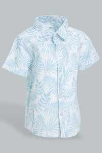 Redtag-Blue-And-White-Beach-Printed-Short-Sleeve-Poplin-Shirt-Colour:Blue,-Filter:Infant-Boys-(3-to-24-Mths),-Infant-Boys-Shirts,-New-In,-New-In-INB,-Non-Sale,-S22B,-Section:Kidswear,-TBL-Infant-Boys-3 to 24 Months