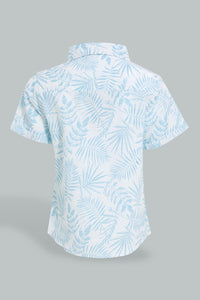 Redtag-Blue-And-White-Beach-Printed-Short-Sleeve-Poplin-Shirt-Colour:Blue,-Filter:Infant-Boys-(3-to-24-Mths),-Infant-Boys-Shirts,-New-In,-New-In-INB,-Non-Sale,-S22B,-Section:Kidswear,-TBL-Infant-Boys-3 to 24 Months