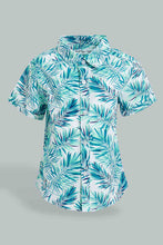 Load image into Gallery viewer, Redtag-Blue-And-Mustard-Tropical-Printed-Short-Sleeve-Poplin-Shirt-Colour:Blue,-Filter:Infant-Boys-(3-to-24-Mths),-Infant-Boys-Shirts,-New-In,-New-In-INB,-Non-Sale,-S22B,-Section:Kidswear,-TBL-Infant-Boys-3 to 24 Months
