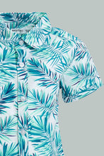 Load image into Gallery viewer, Redtag-Blue-And-Mustard-Tropical-Printed-Short-Sleeve-Poplin-Shirt-Colour:Blue,-Filter:Infant-Boys-(3-to-24-Mths),-Infant-Boys-Shirts,-New-In,-New-In-INB,-Non-Sale,-S22B,-Section:Kidswear,-TBL-Infant-Boys-3 to 24 Months
