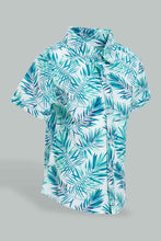 Load image into Gallery viewer, Redtag-Blue-And-Mustard-Tropical-Printed-Short-Sleeve-Poplin-Shirt-Colour:Blue,-Filter:Infant-Boys-(3-to-24-Mths),-Infant-Boys-Shirts,-New-In,-New-In-INB,-Non-Sale,-S22B,-Section:Kidswear,-TBL-Infant-Boys-3 to 24 Months
