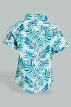 Load image into Gallery viewer, Redtag-Blue-And-Mustard-Tropical-Printed-Short-Sleeve-Poplin-Shirt-Colour:Blue,-Filter:Infant-Boys-(3-to-24-Mths),-Infant-Boys-Shirts,-New-In,-New-In-INB,-Non-Sale,-S22B,-Section:Kidswear,-TBL-Infant-Boys-3 to 24 Months
