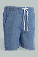 تنزيل الصورة على معرض الصور، Redtag-Indigo-Denim-Chambrey-Short-Denim-Shorts-Infant-Boys-3 to 24 Months
