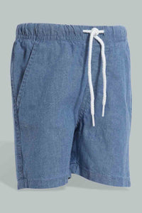 Redtag-Indigo-Denim-Chambrey-Short-Denim-Shorts-Infant-Boys-3 to 24 Months