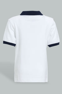 Redtag-White-Batman-Pique-Polo-Character,-Colour:White,-Filter:Infant-Boys-(3-to-24-Mths),-Infant-Boys-T-Shirts,-New-In,-New-In-INB,-Non-Sale,-S22B,-Section:Kidswear,-TBL-Infant-Boys-3 to 24 Months