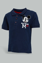 تنزيل الصورة على معرض الصور، Redtag-Navy-Mickey-Mouse-Pique-Polo-Plain-Infant-Boys-3 to 24 Months
