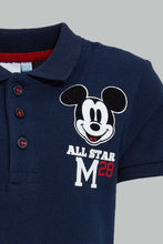 تنزيل الصورة على معرض الصور، Redtag-Navy-Mickey-Mouse-Pique-Polo-Plain-Infant-Boys-3 to 24 Months
