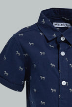 Load image into Gallery viewer, Redtag-Navy-Animal-Printed-Short-Sleeve-Shirt-Colour:Navy,-Filter:Infant-Boys-(3-to-24-Mths),-Infant-Boys-Shirts,-New-In,-New-In-INB,-Non-Sale,-S22B,-Section:Kidswear,-TBL-Infant-Boys-3 to 24 Months
