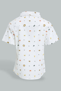 Redtag-White-Tiger-Printed-Short-Sleeve-Shirt-Colour:White,-Filter:Infant-Boys-(3-to-24-Mths),-Infant-Boys-Shirts,-New-In,-New-In-INB,-Non-Sale,-S22B,-Section:Kidswear,-TBL-Infant-Boys-3 to 24 Months