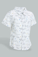 Load image into Gallery viewer, Redtag-White-Dino-Printed-Short-Sleeve-Shirt-Colour:White,-Filter:Infant-Boys-(3-to-24-Mths),-Infant-Boys-Shirts,-New-In,-New-In-INB,-Non-Sale,-S22B,-Section:Kidswear,-TBL-Infant-Boys-3 to 24 Months
