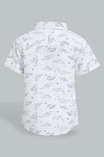 Load image into Gallery viewer, Redtag-White-Dino-Printed-Short-Sleeve-Shirt-Colour:White,-Filter:Infant-Boys-(3-to-24-Mths),-Infant-Boys-Shirts,-New-In,-New-In-INB,-Non-Sale,-S22B,-Section:Kidswear,-TBL-Infant-Boys-3 to 24 Months
