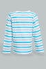 Redtag-Green-White-And-Grey-Striped-Long-Sleeve-T-Shirt-Long-Sleeves-Infant-Boys-3 to 24 Months