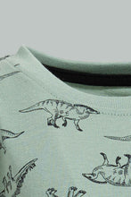 Load image into Gallery viewer, Redtag-Olive-Dino-Printed-Long-Sleeve-T-Shirt-Long-Sleeves-Infant-Boys-3 to 24 Months
