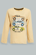 Load image into Gallery viewer, Redtag-Beige-Car-Long-Sleeve-T-Shirt-Long-Sleeves-Infant-Boys-3 to 24 Months
