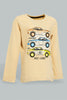 Redtag-Beige-Car-Long-Sleeve-T-Shirt-Long-Sleeves-Infant-Boys-3 to 24 Months