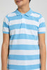 Redtag-Blue-Stripe-Polo-Polo-Shirts-Senior-Boys-9 to 14 Years